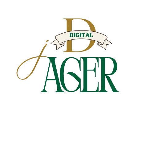 A branding-style logo with the name JagerDigi, showcasing the professional identity of a digital marketing freelancer in Chennai